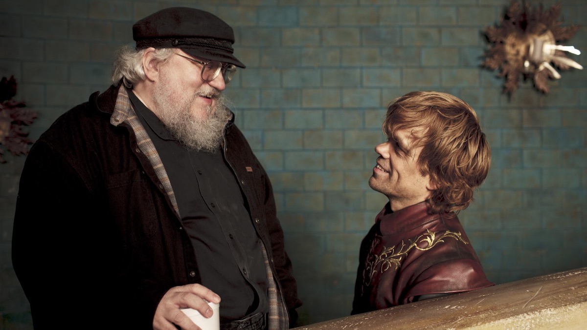 George R.R. Martin and Peter Dinklage as Tyrion