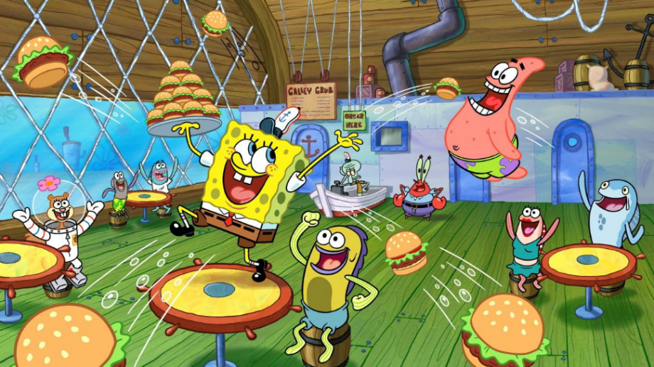 Spongebob Squarepants has a burger party on Nickelodeon