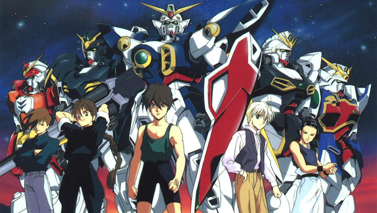 The cast and mechs of Mobile Suit Gundam Wing.