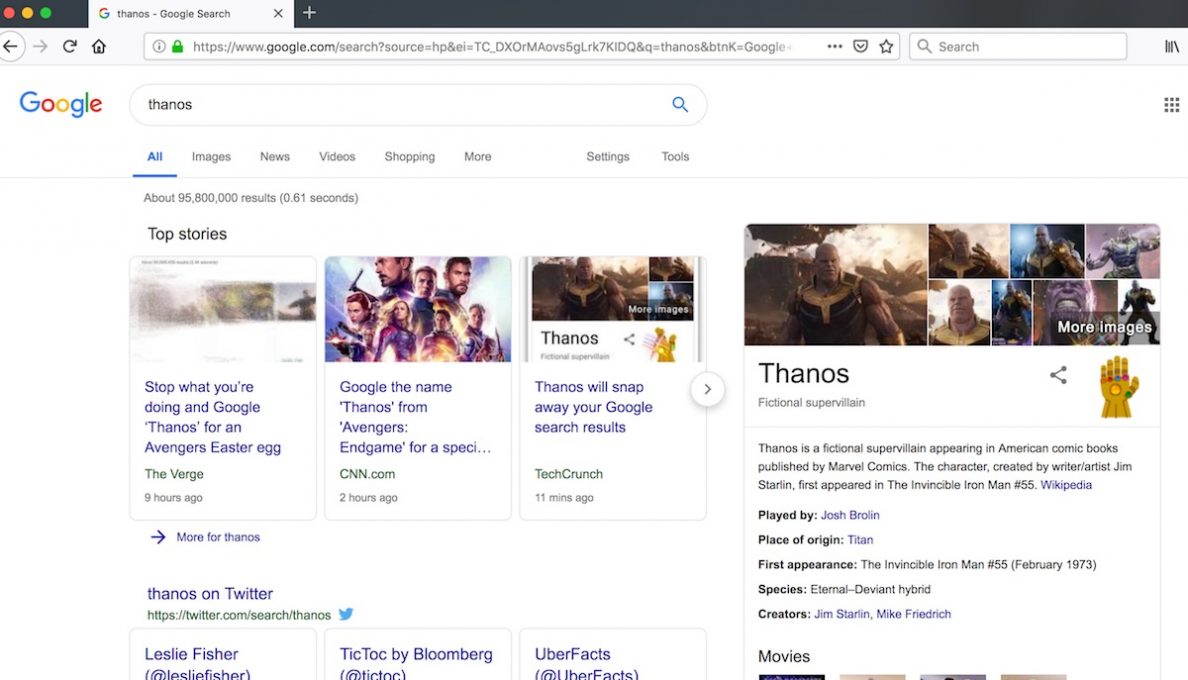 A Google Easter Egg Lets You Use Thanos' Infinity Gauntlet Nerdist