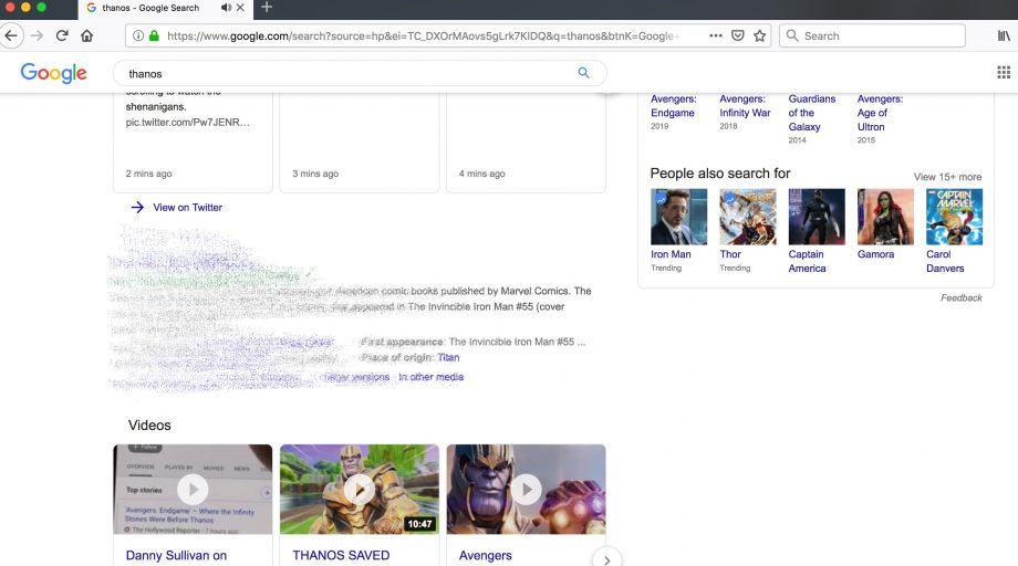 A Google Easter Egg Lets You Use Thanos Infinity Gauntlet Nerdist