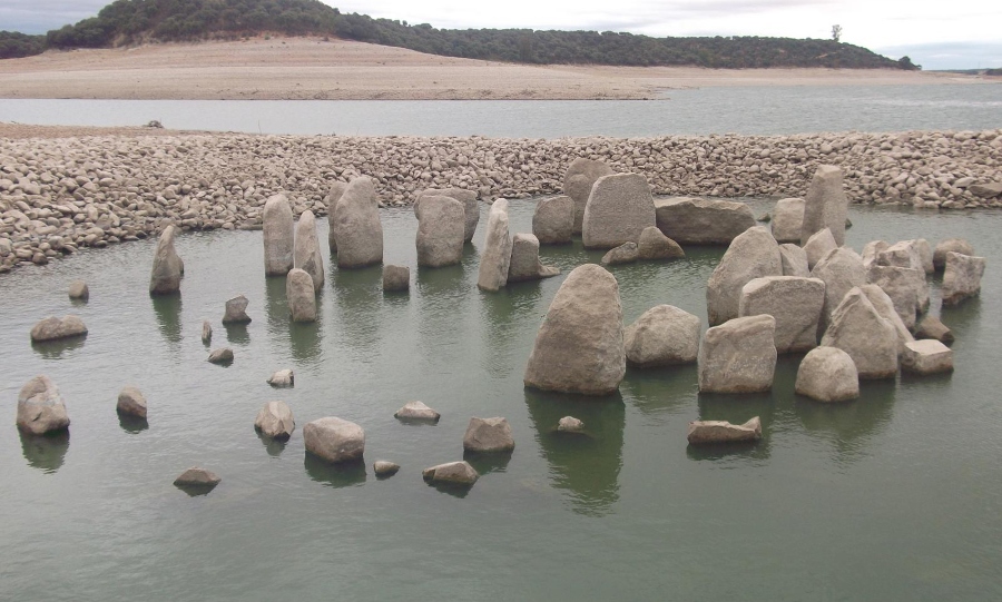 The Spanish Stonehenge partially submerged by water.