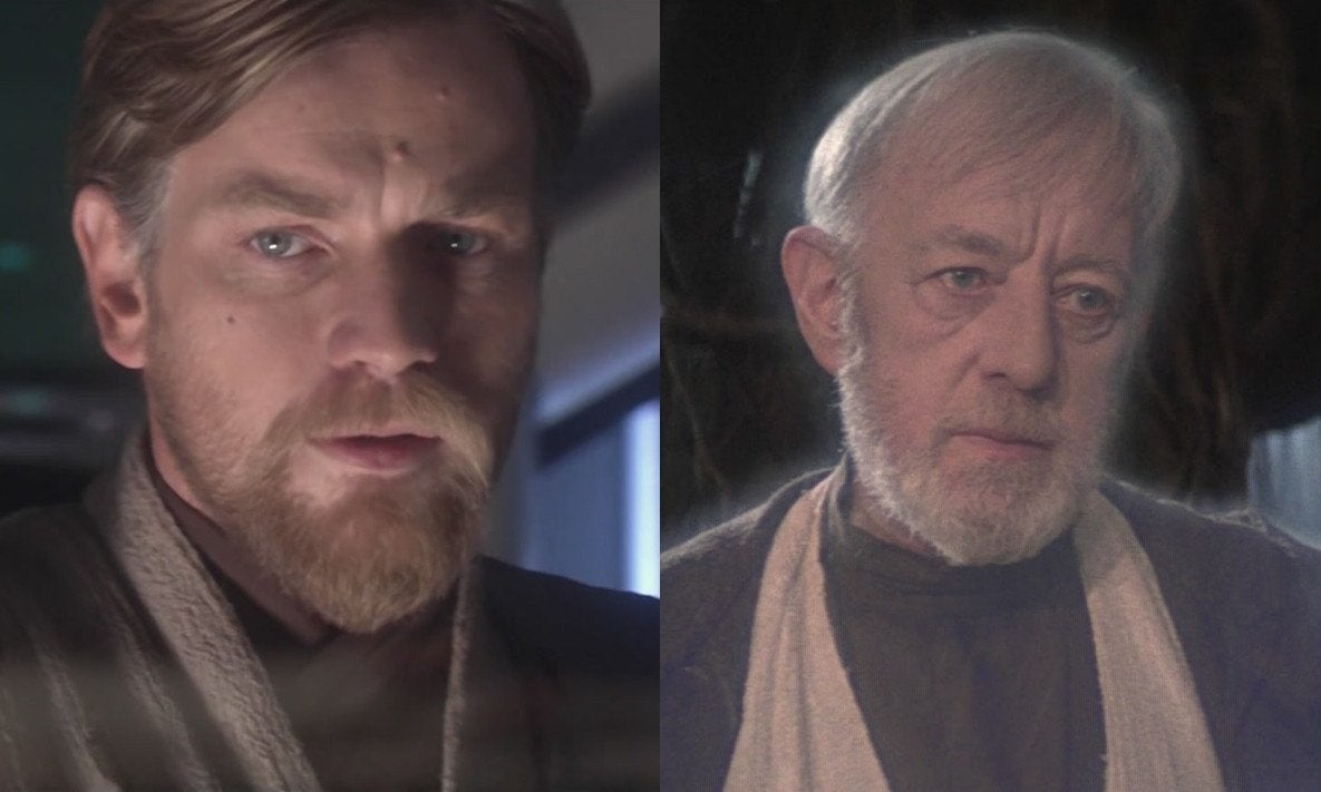 Both actors who played Master Kenobi, Ewan McGregor and the late Alec Guinness, both can be heard in The Rise of Skywalker.