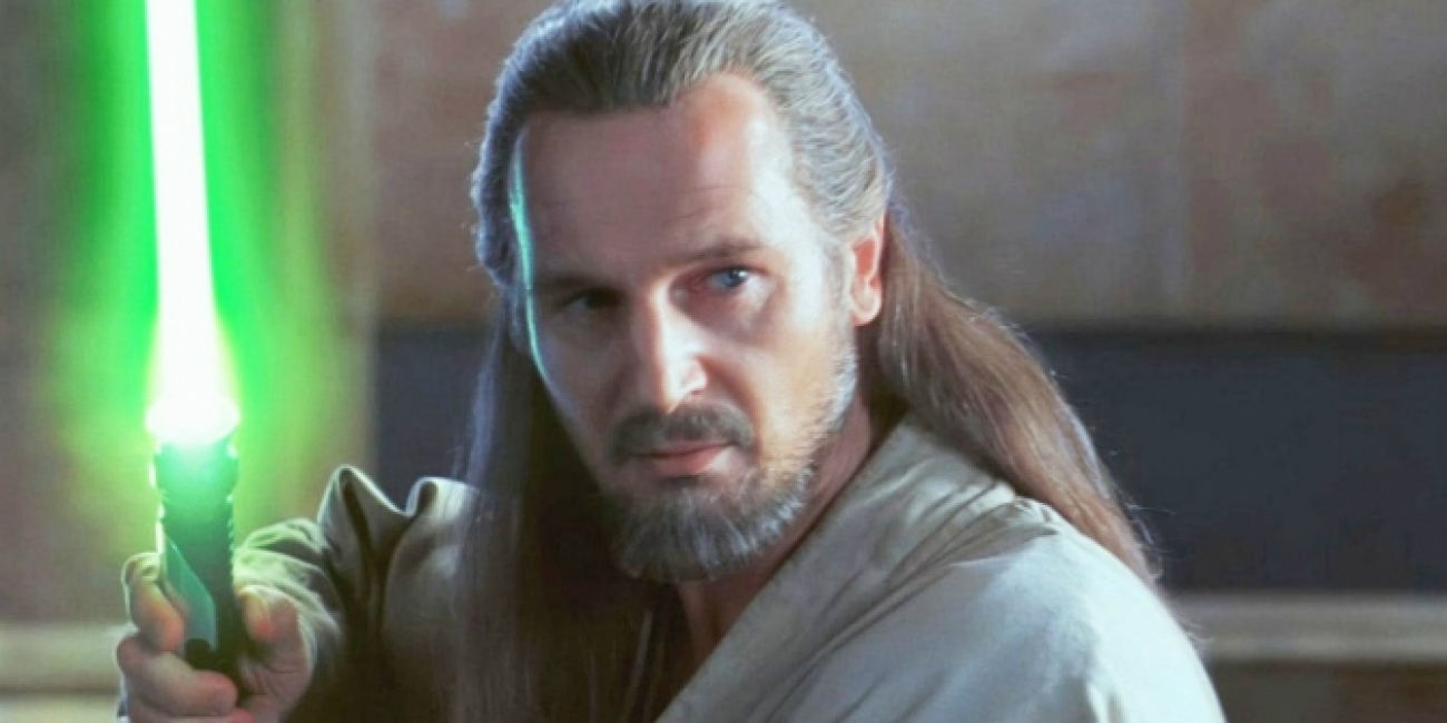 Jedi Master Qui Gon Jinn, as he appears in The Phantom Menace.