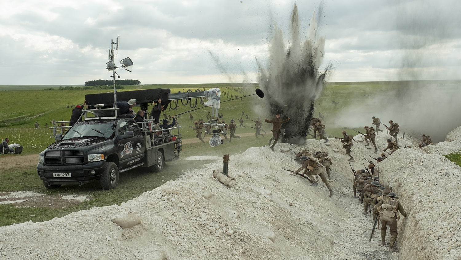 Cast and crew members on the set of 1917, the new epic from Oscar®-winning filmmaker Sam Mendes.