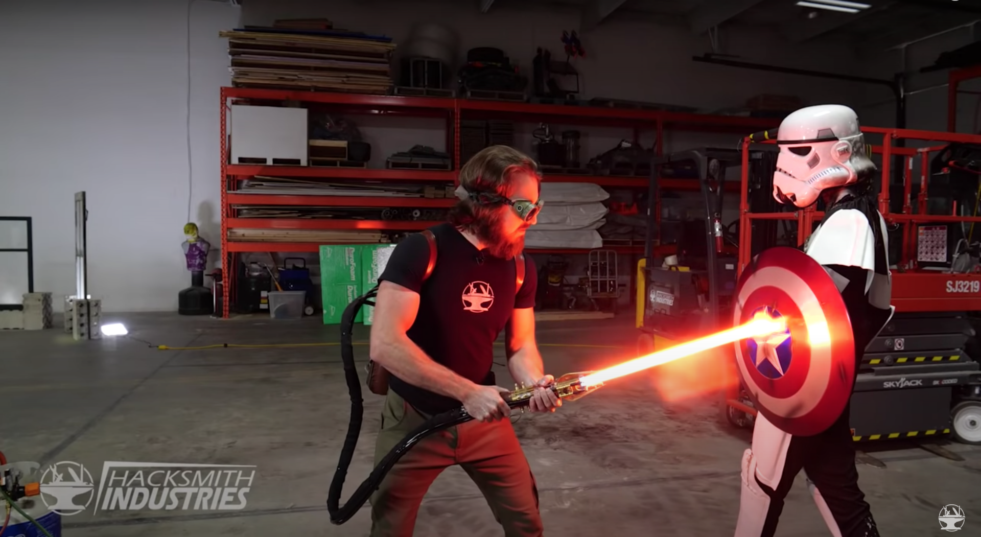 This IRL plasma protosaber can cut through quarter-inch-thick steel plates.