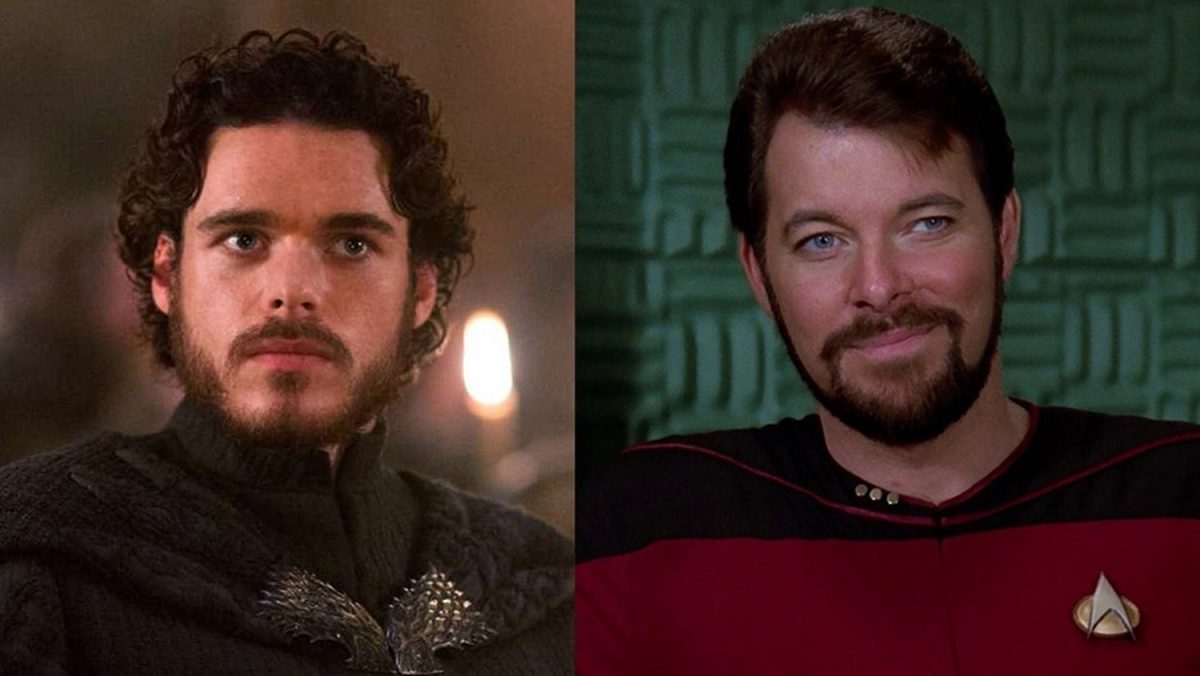 Richard Madden in Game of Throne (Left) Jonathan Frakes as Riker in Star Trek: TNG