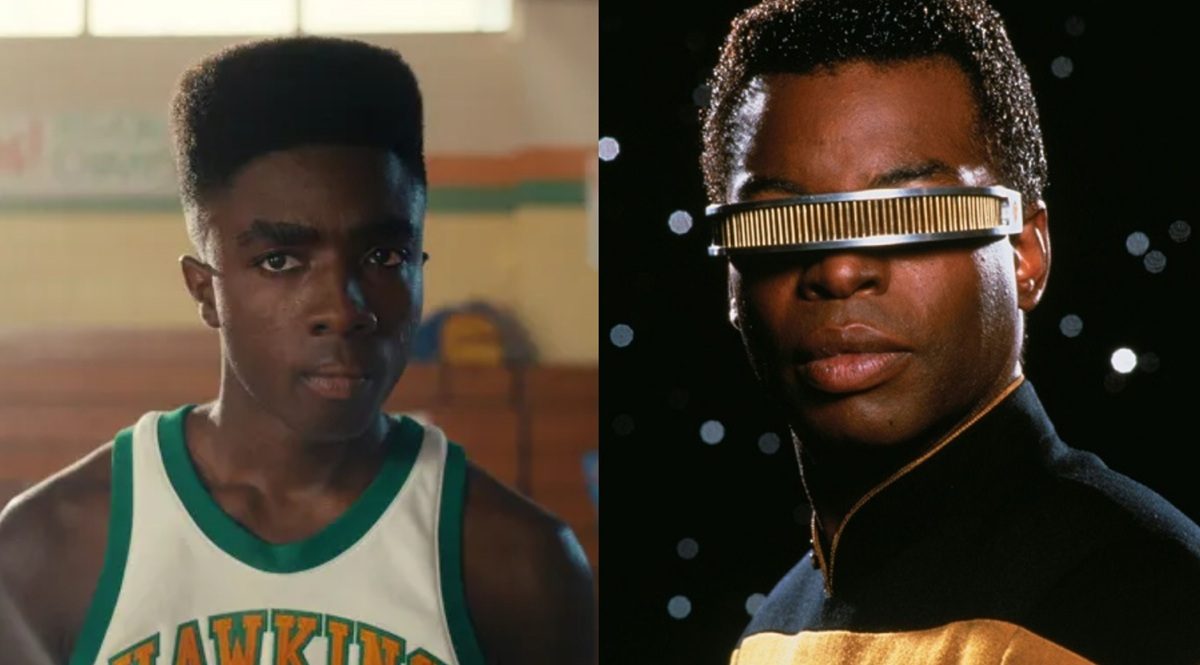 Caleb McLaughlin from Stranger Things (Left) LeVar Burton as Geordi in Star Trek: TNG (Right)