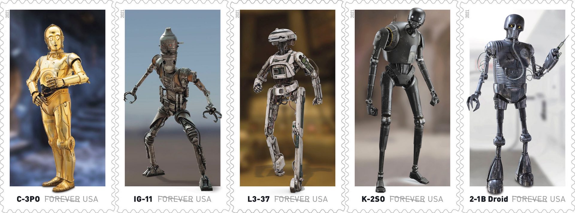 Star Wars droids stamps