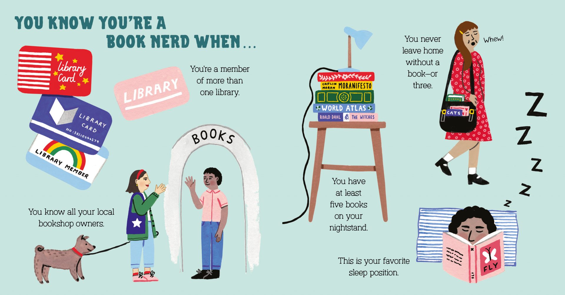 Illustration of signs you know you're a book nerd when