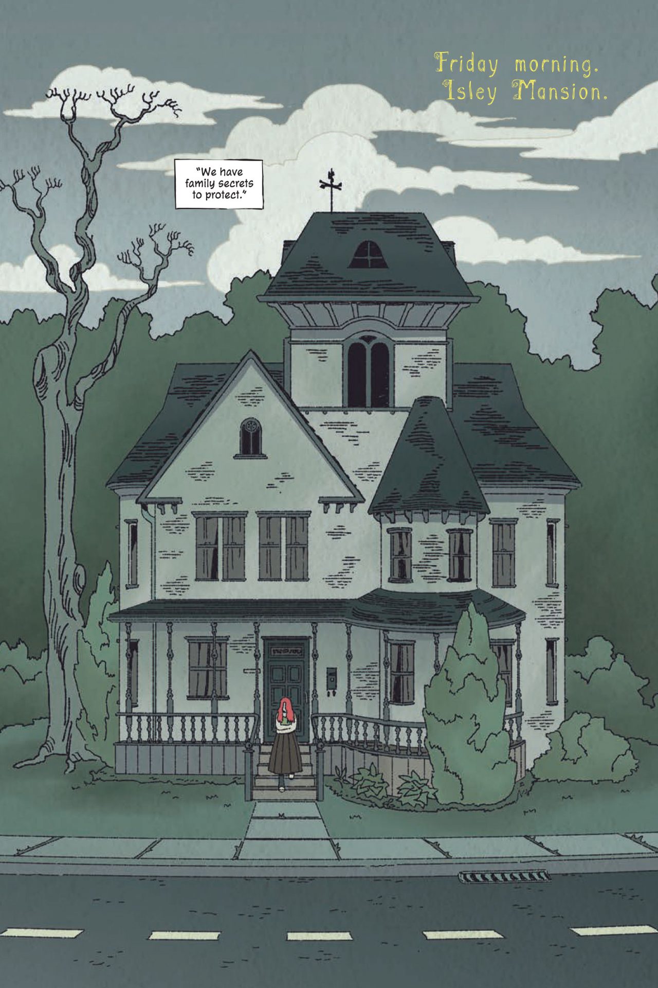 A page from Poison Ivy Thorns shows Ivy's very cool creepy house