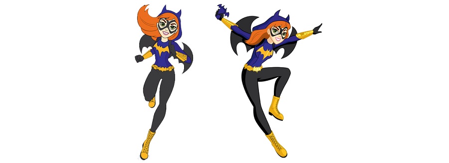 The original DC Super Hero Girls version of Batgirl, complete with hoodie.