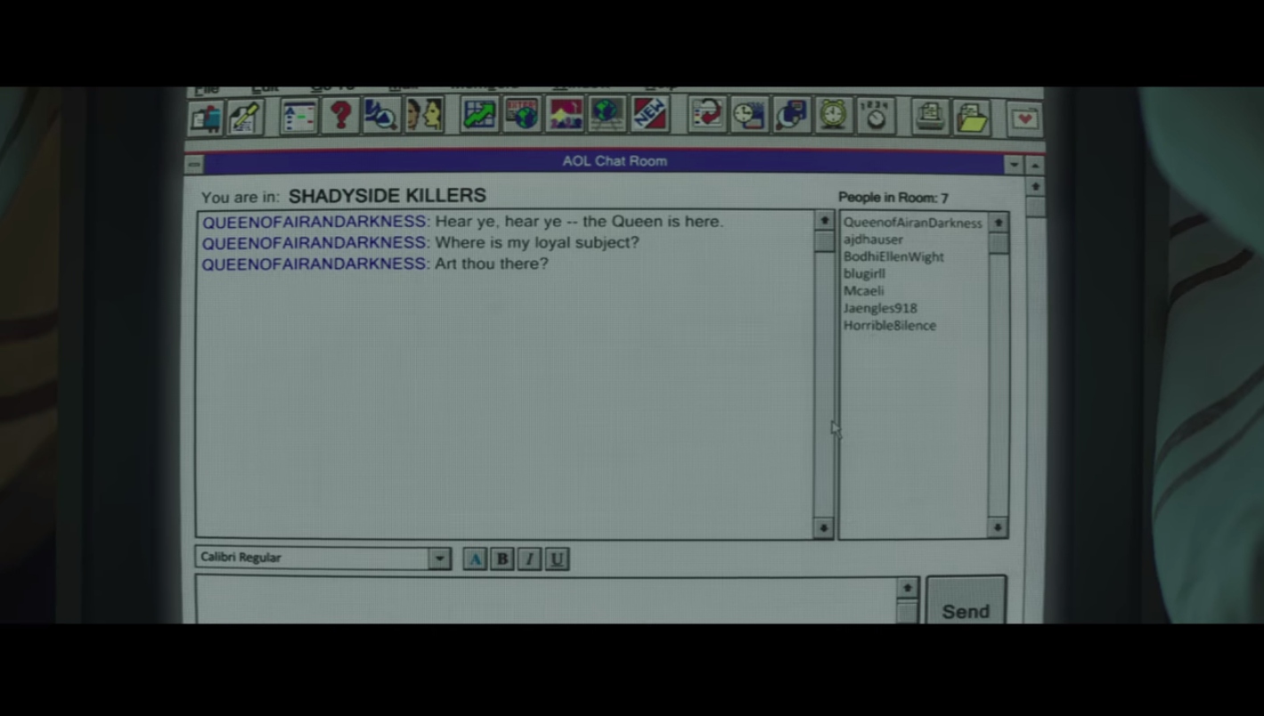 a screen shot of an AOL chatroom in 1994