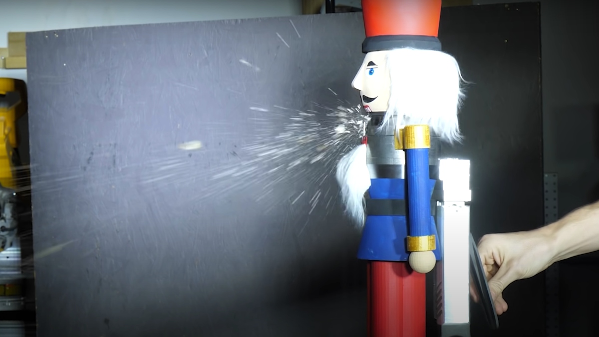 The world's strongest nutcracker obliterating a nut with its mouth.