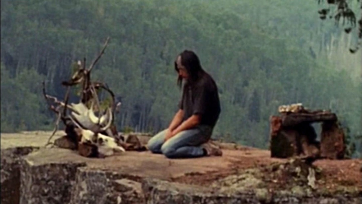 An indigenous man mourns the loss of his people's land in the Canadian folk horror film Clearcut.