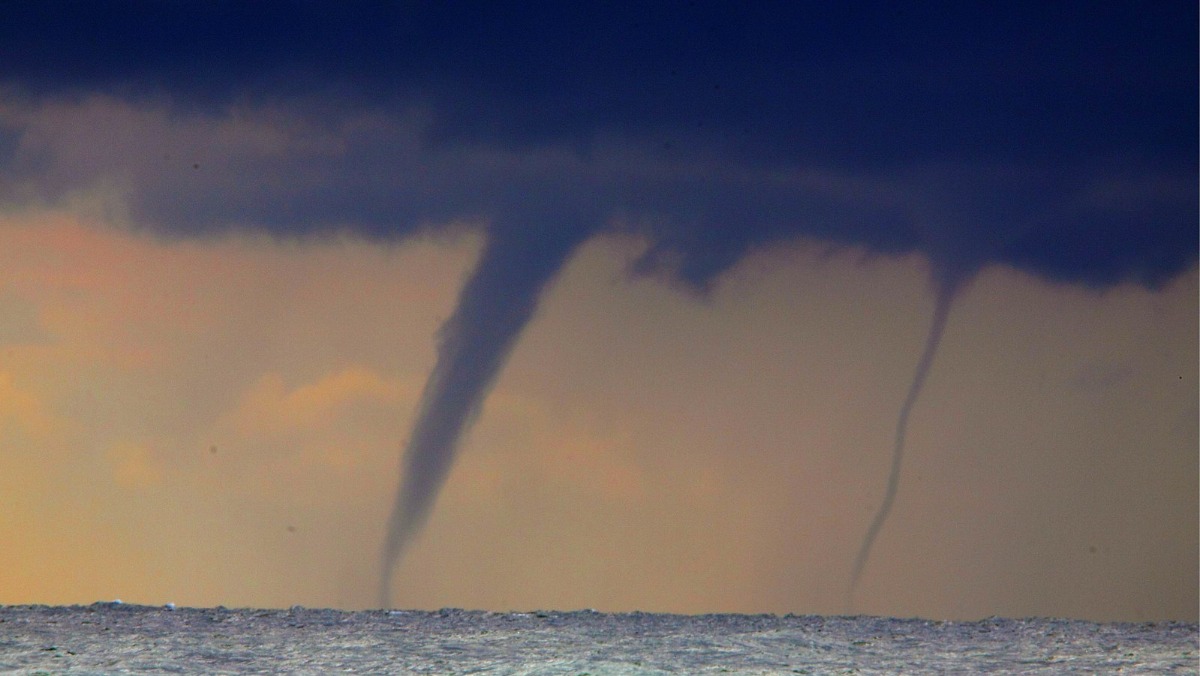 A waterspout over the ocean