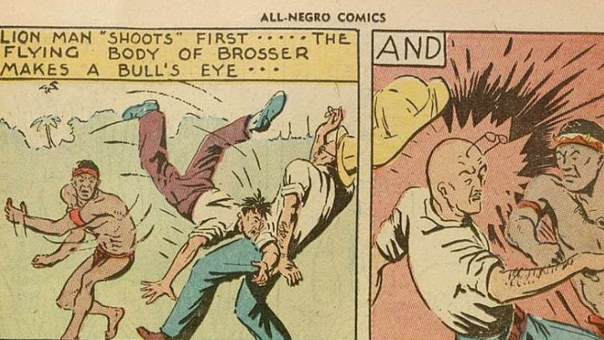 comic panel from all negro comics featuring lion man