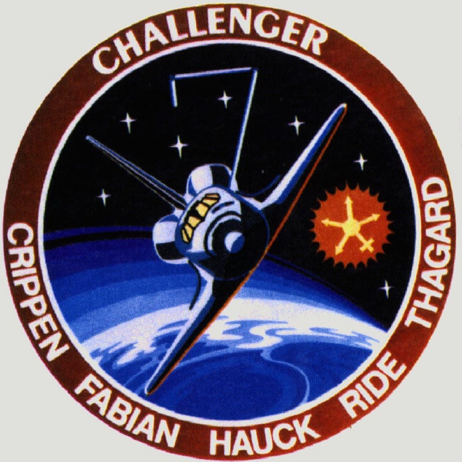 STS-7 mission patch including the star made up on gender symbols