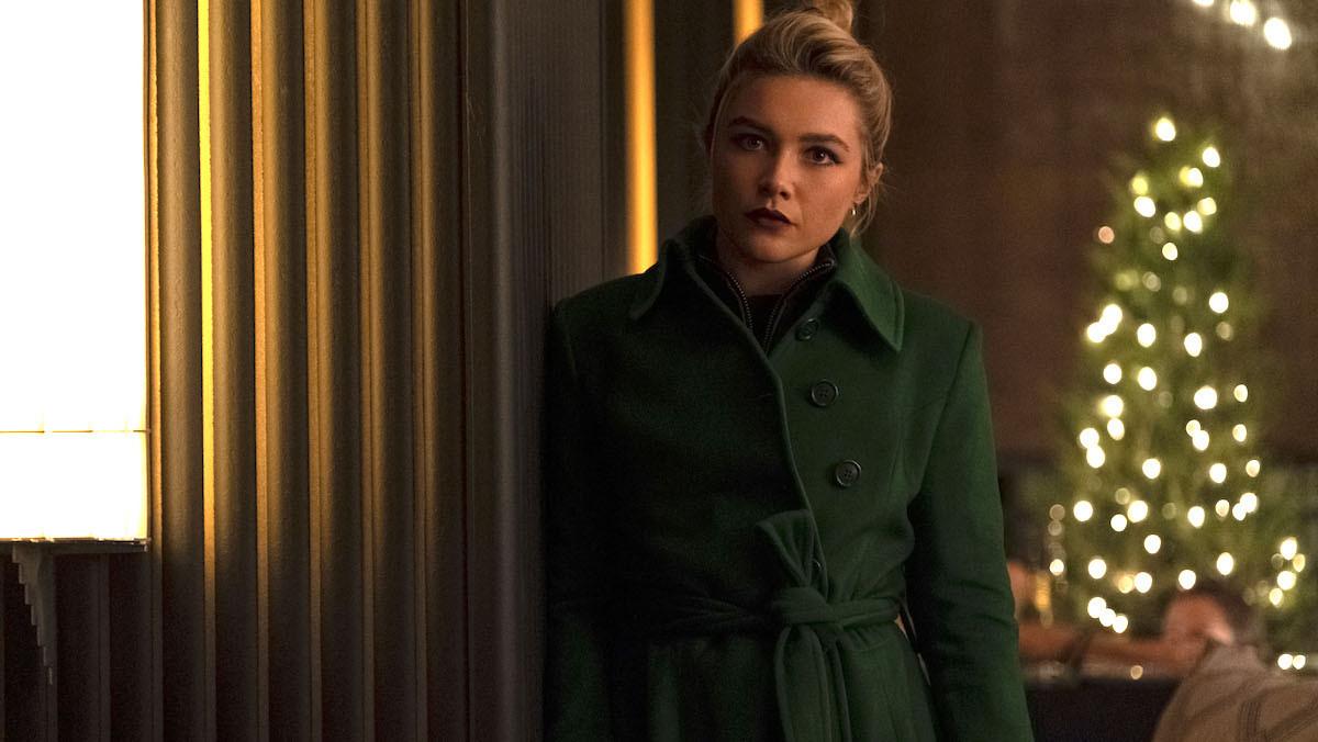 Florence Pugh wears a green coat as as Yelena Belova in Marvel Studios' Hawkeye