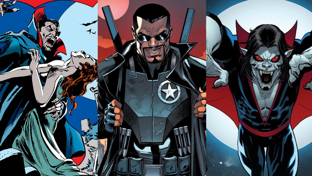 Marvel's most famous vampires: Dracula, Blade, and Morbius.