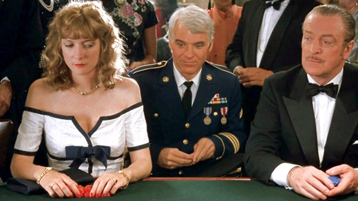 Glenne Headly, Steve Martin, and Michael Caine in Dirty Rotten Scoundrels, one of the best scam movies available to stream