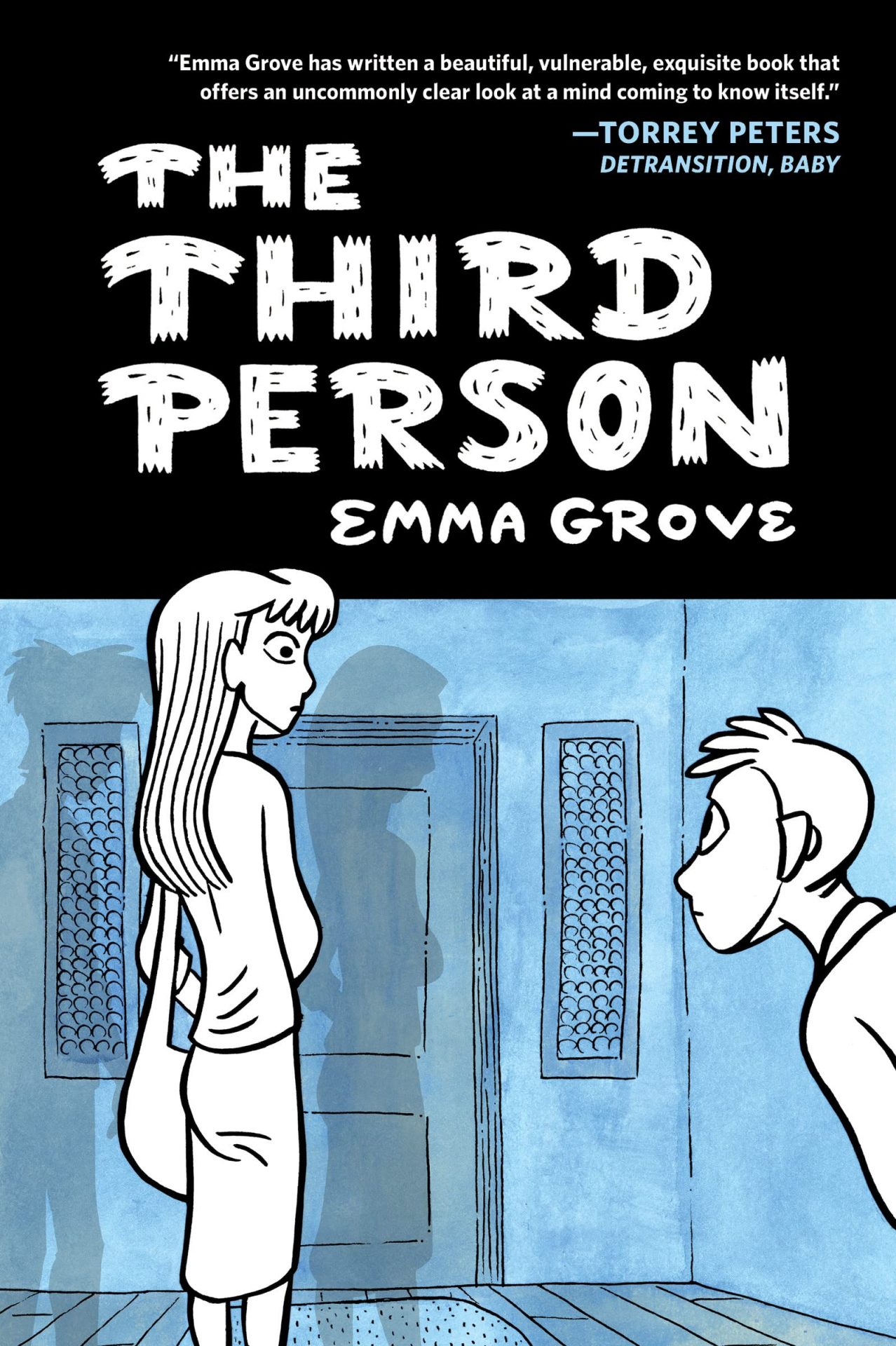 The cover for The Third Person shows a simple black and white illustration of a woman looking at a man