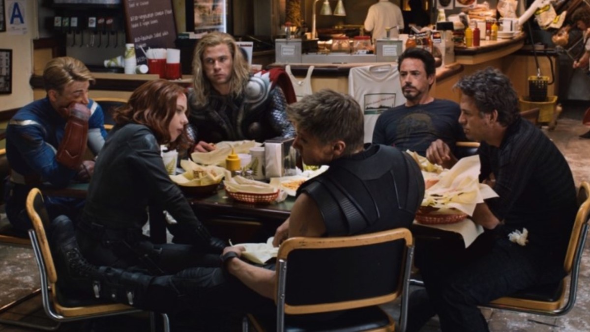 Post-credits scene of The Avengers eating shawarma