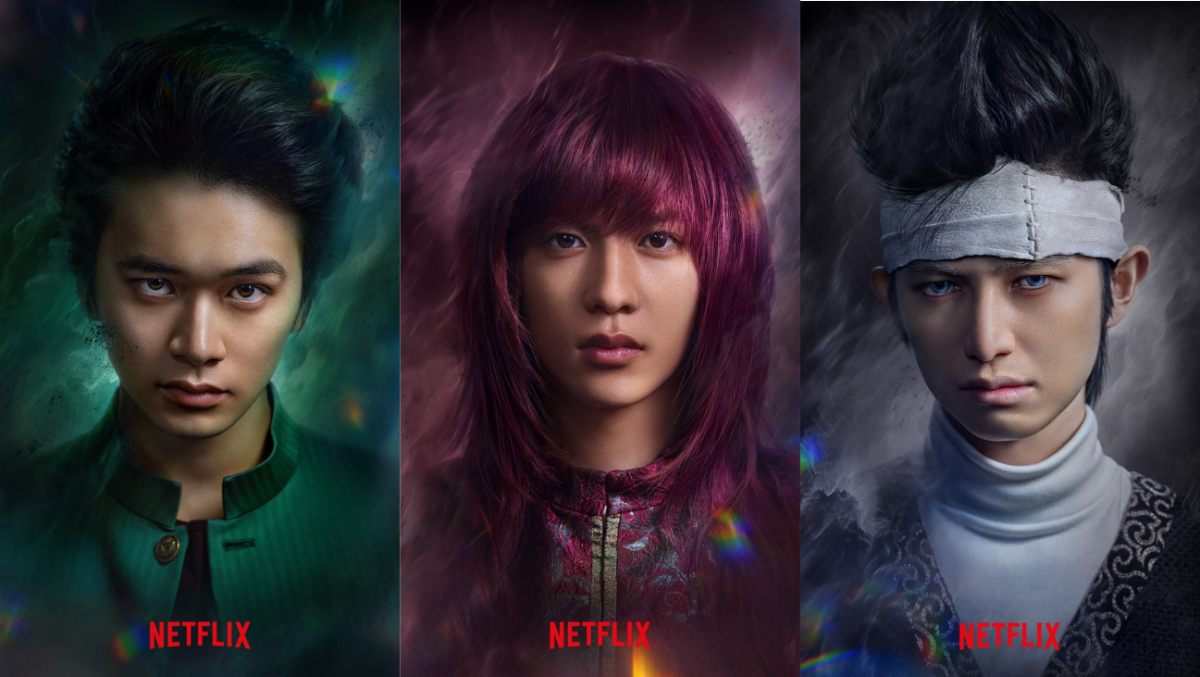 The cast of Netflix Yu Yu Hakusho live-action anime adapation series including Yusuke Urameshi, Kurama, and Hiei