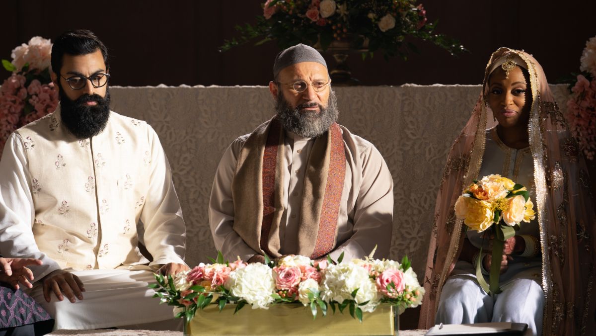 photo of Aamir, the Sheik, and Tyesha at wedding Ms. Marvel representation