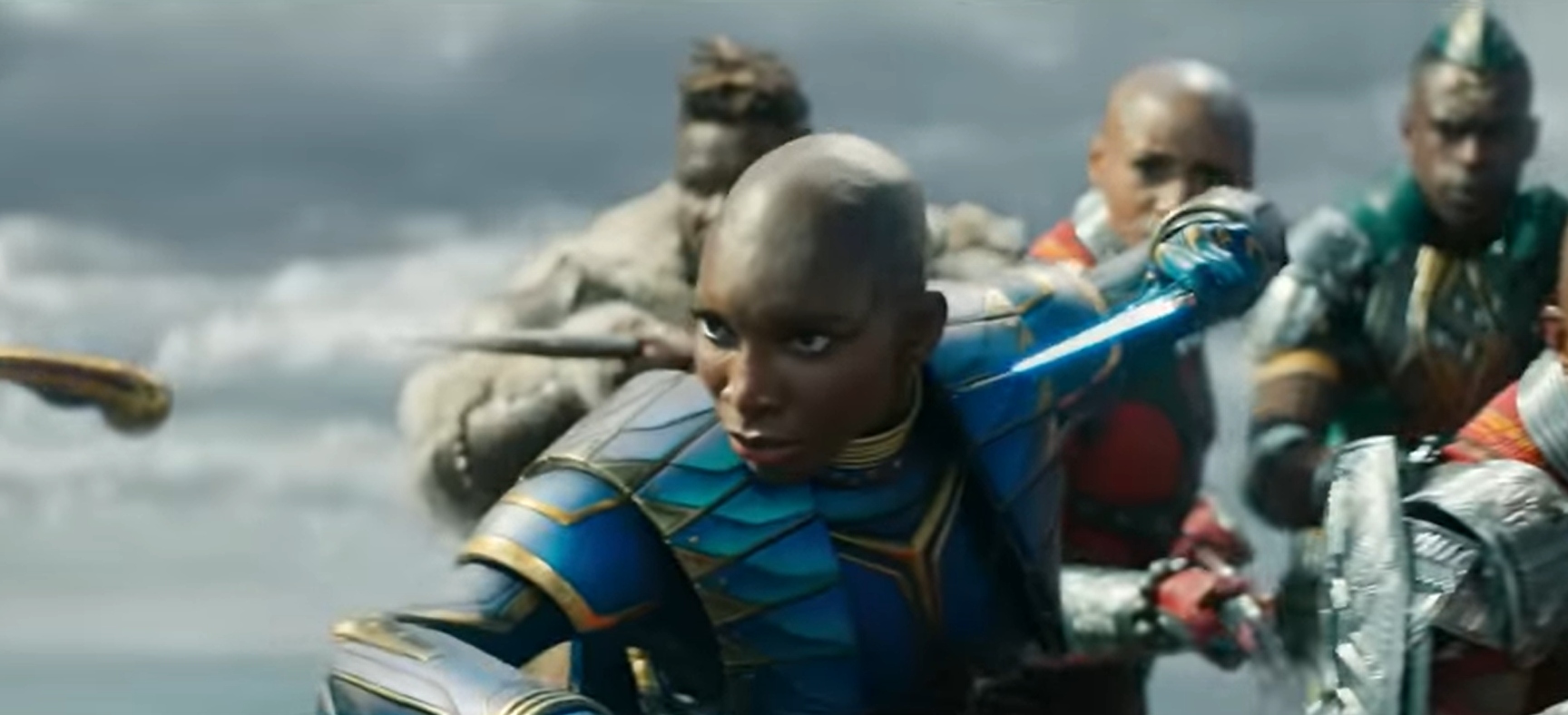 Michaela Coel as Aneka in Black Panther Wakanda Forever trailer Midnight Angels suit