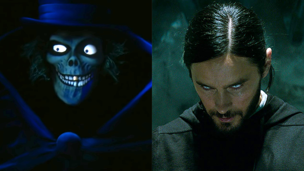 Jared Leto as Morbius and the Hatbox Ghost from Haunted Mansion