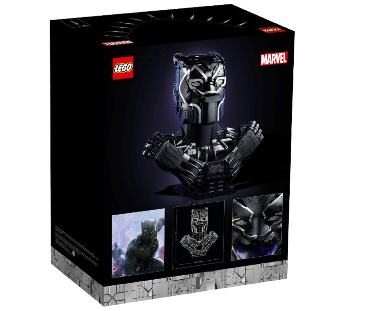 LEGO Black Panther bust back of the box.