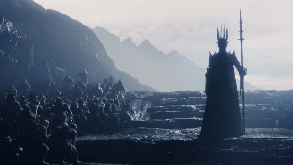 Sauron stands before his orcs on The Rings of Power. Sauron will rule from Mordor and Mount Doom.