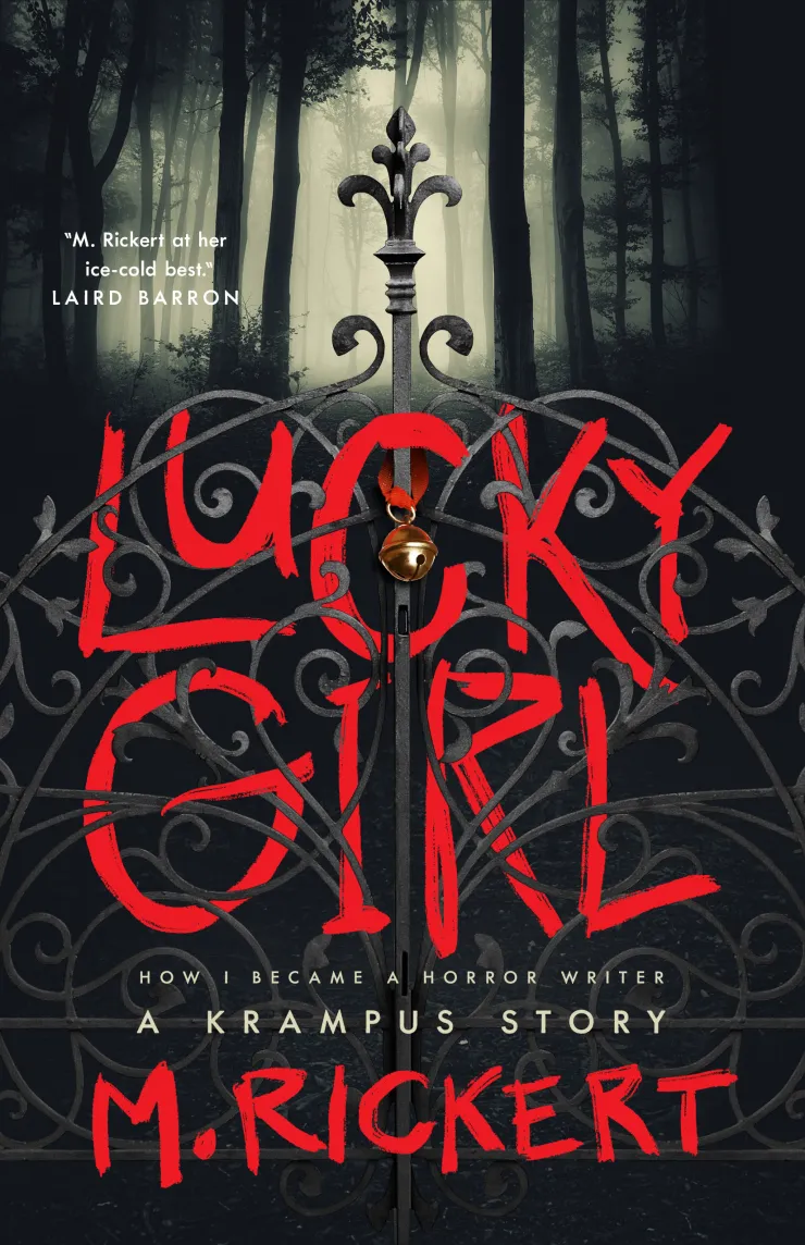 The cover for Lucky Girl shows the title wrapped in a gate of metal