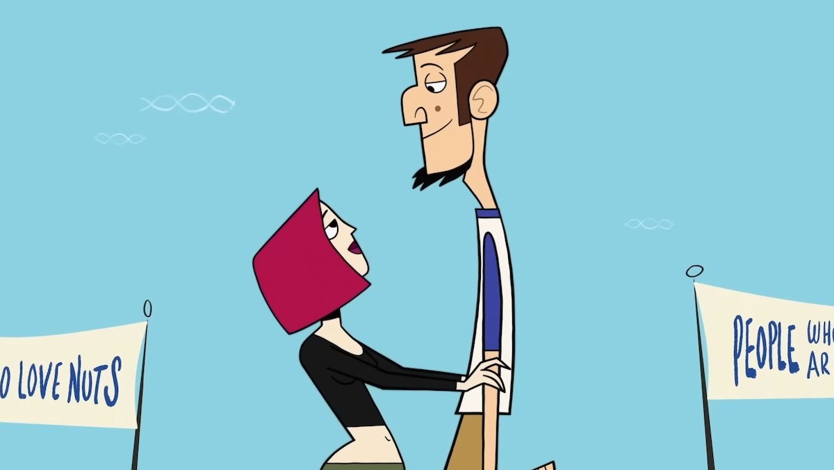 Joan holds Abe's arms on Clone High