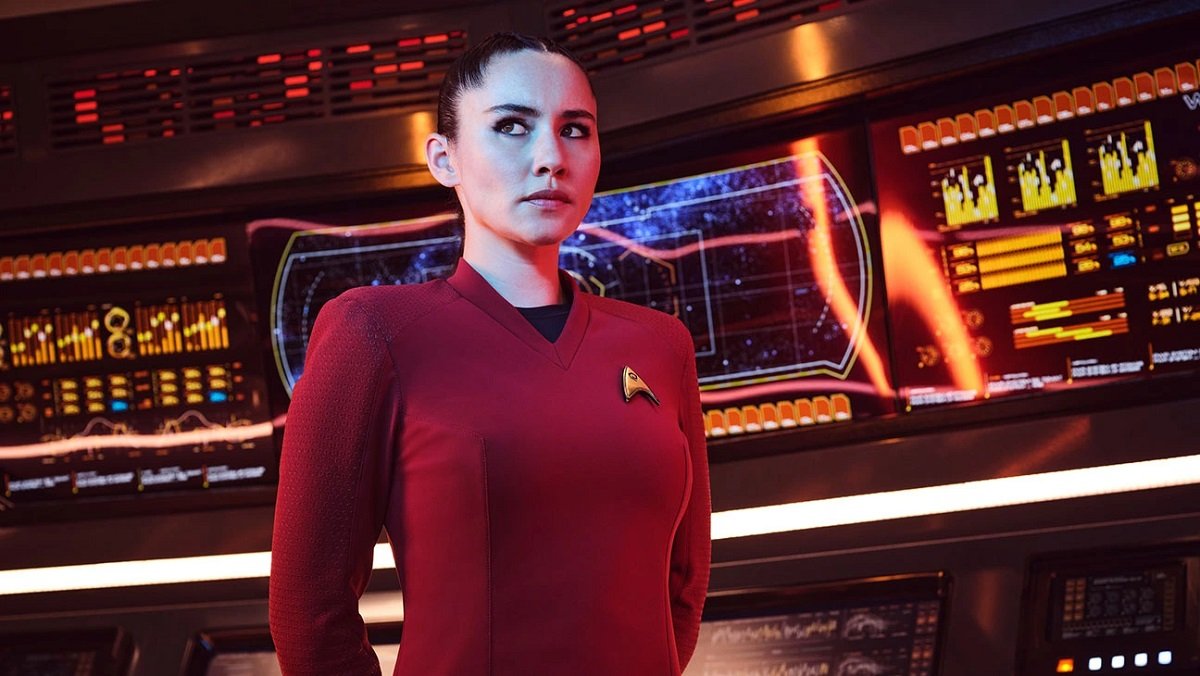 Christina Chong on the bridge of the Enterprise in Star Trek: Strange New Worlds.