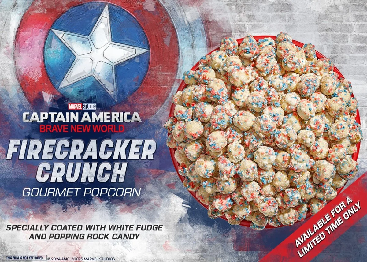Captain America Firecracker Crunch popcorn from AMC Theatres.