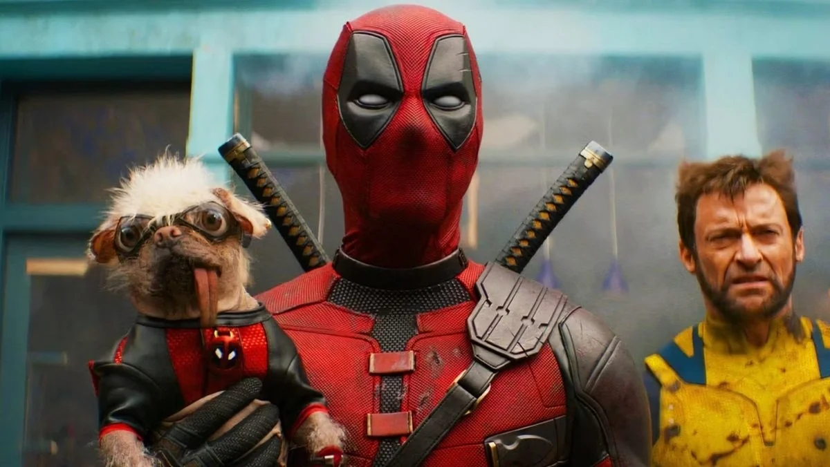 Deadpool (Ryan Reynolds), Wolverine (Hugh Jackman) and Dogpool in Deadpool & Wolverine.