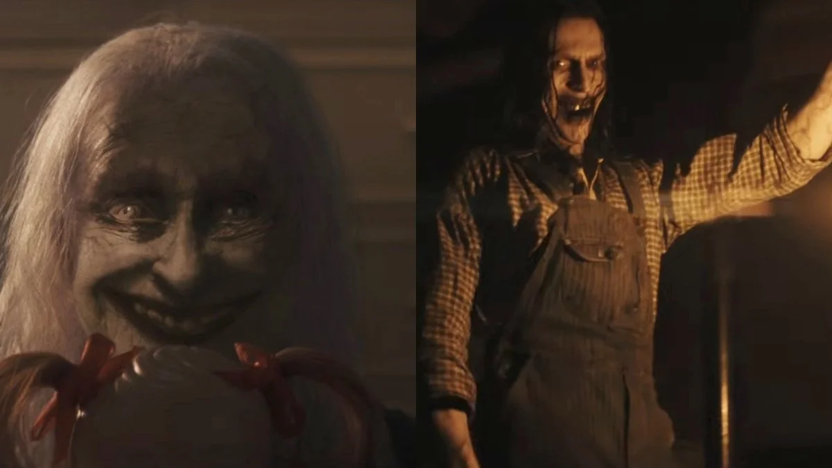 The Conjuring last rites trailer split image of two demons