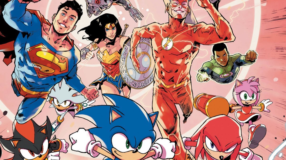 The Justice League fights alongside Sonic and pals in DC x Sonic the Hedgehog #1.
