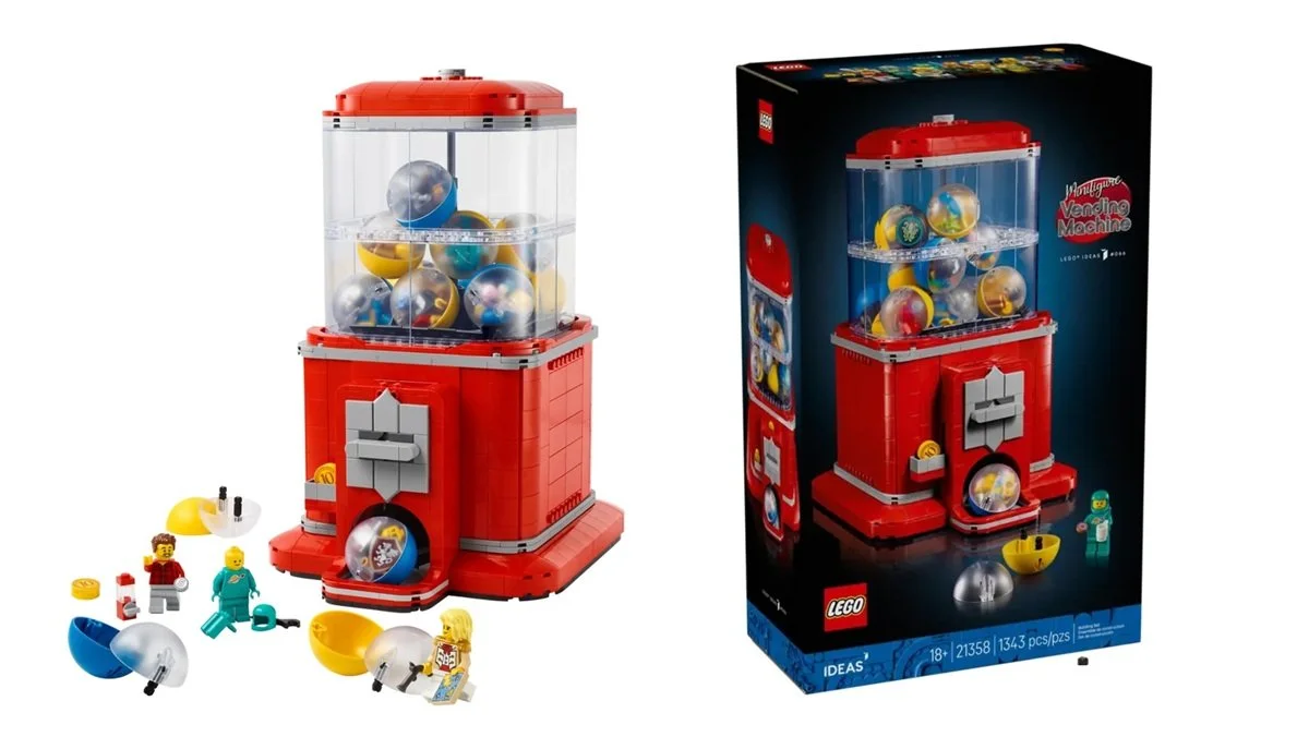 LEGO retro style Vending Machine with packaging.