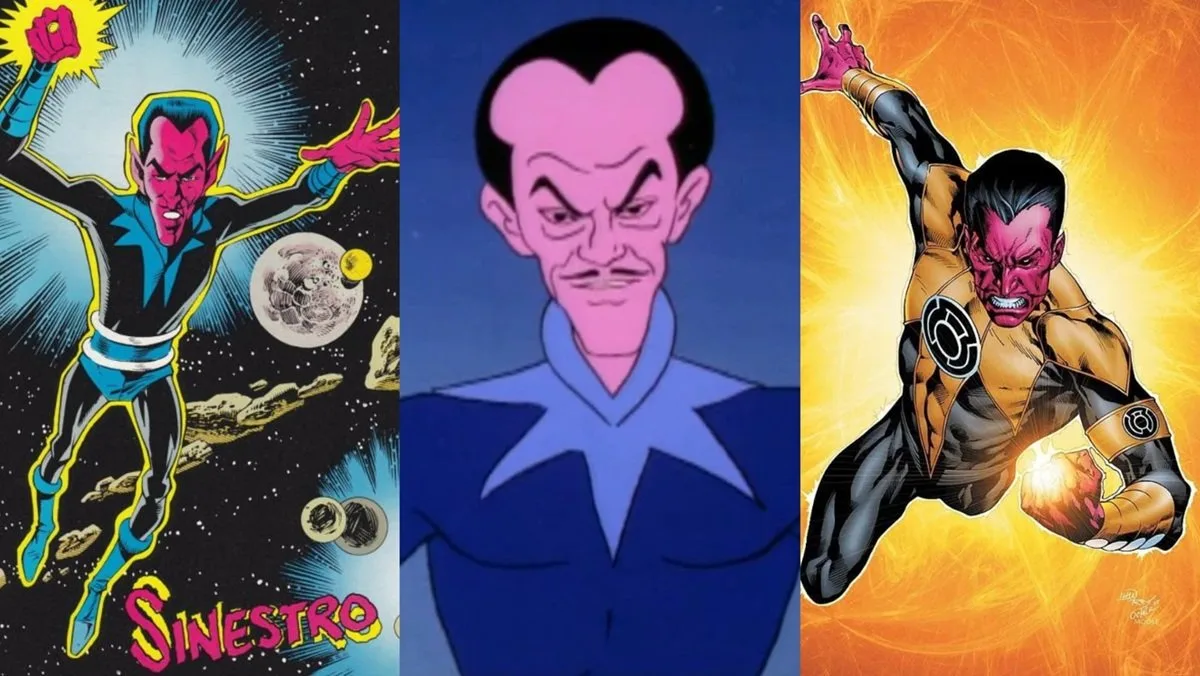 Green Lantern villain Sinestro throughout the years in DC Comics.