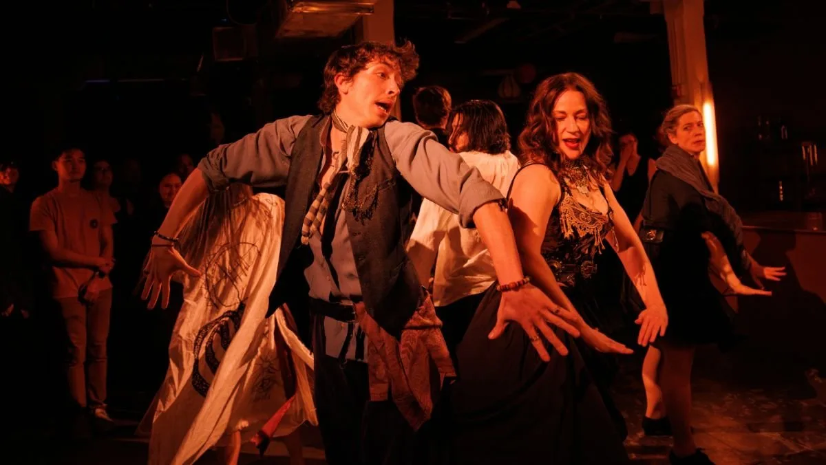 Cashton Rehklau, Ginger Kearns, and Lucy York Stuever in the 2025 NYC production of THE DEATH OF RASPUTIN - Photo by Maria Baranova (1)