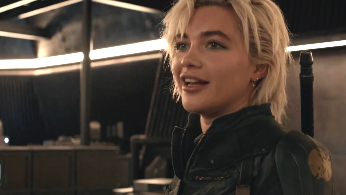 Florence Pugh smiles in a Thunderbolts* gag reel