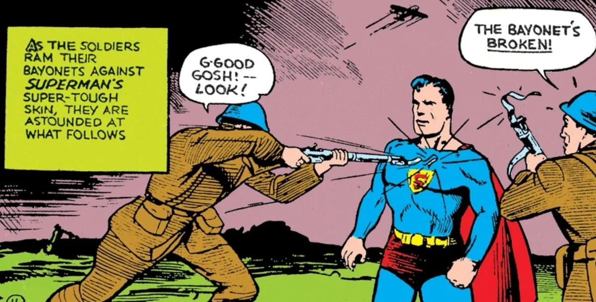 Superman interrompe uma guerra no Super -Homem #2 de 1939.