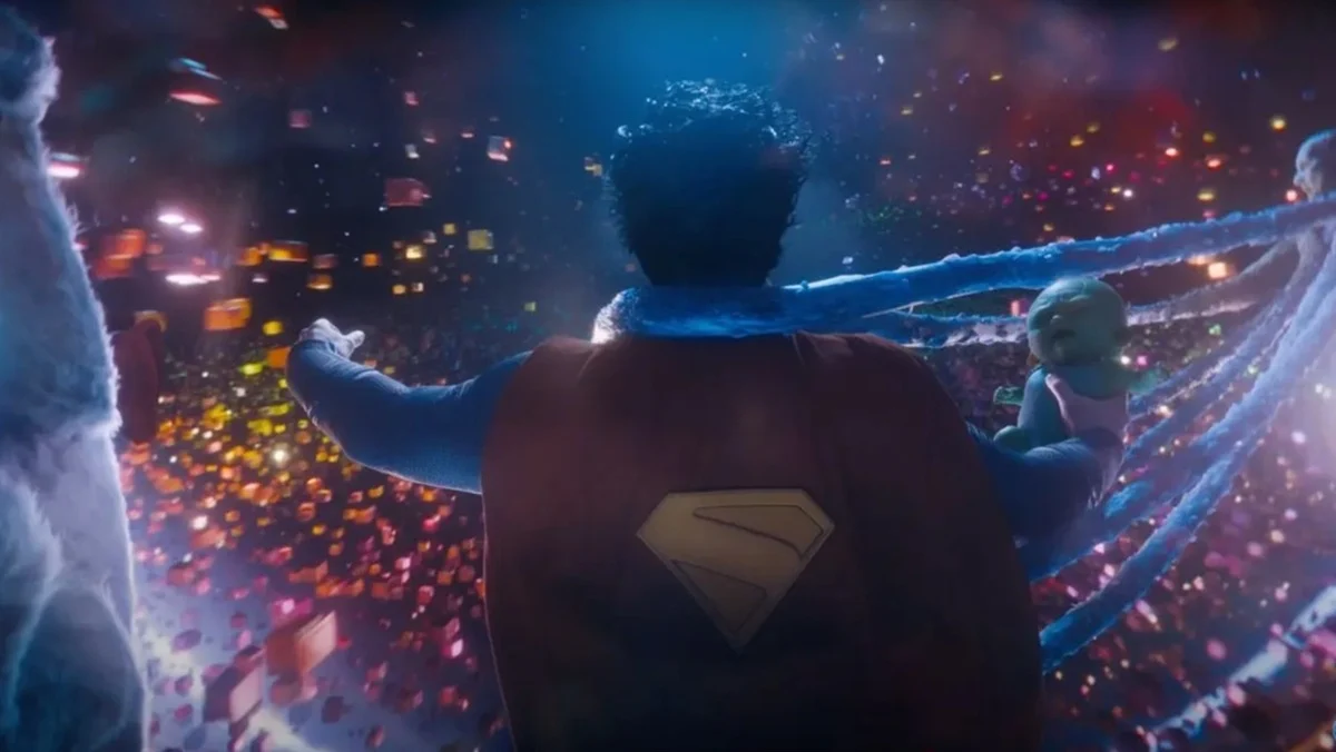 Superman barely escaping the Pocket Universe in James Gunn's Superman.