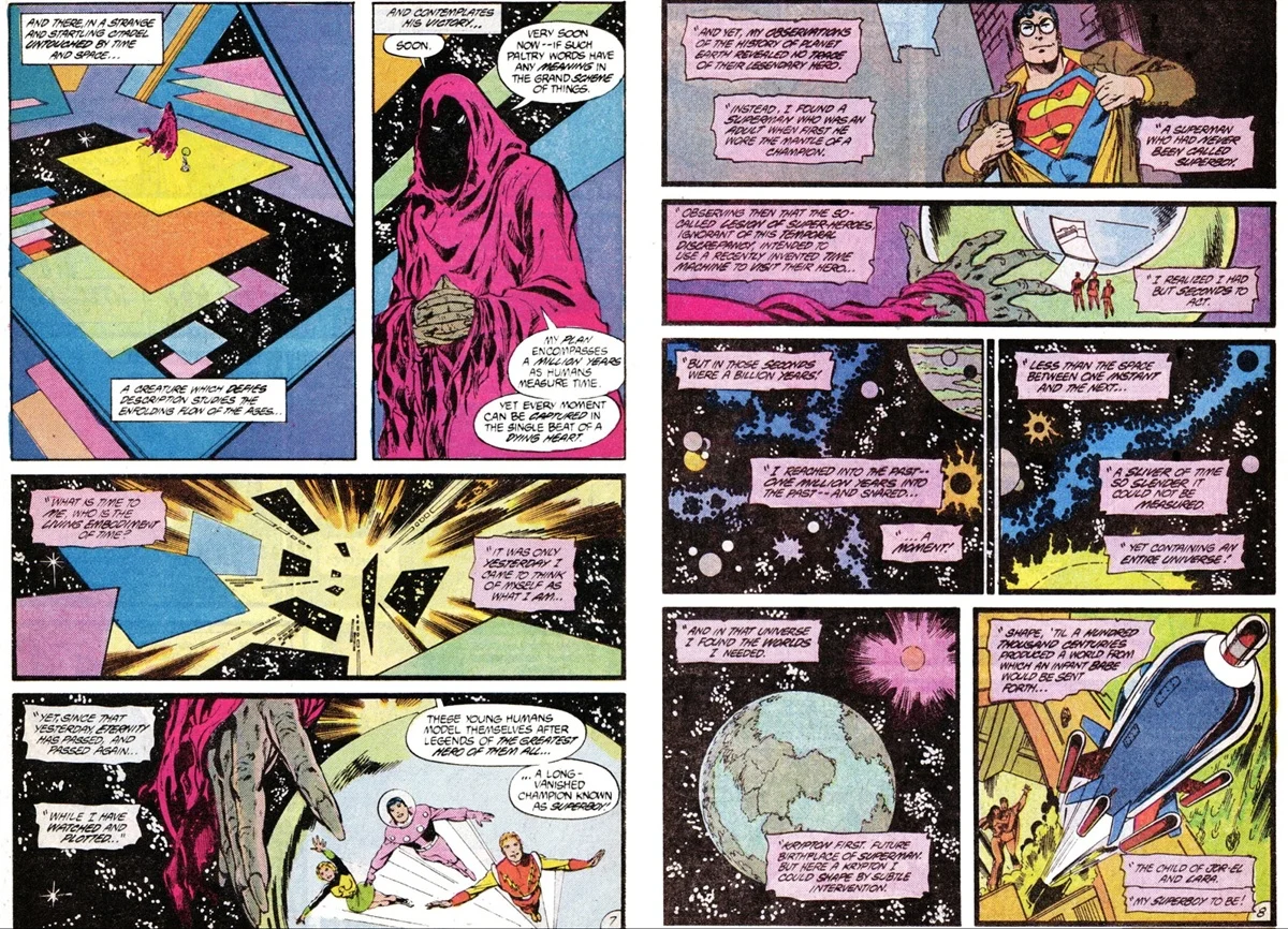 The Time Trapper explains how he created the Pocket Universe in the pages of Action Comics.