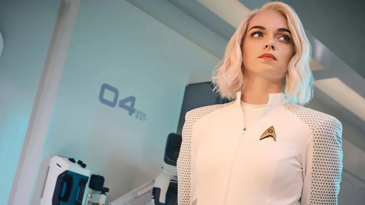Jess Bush as Nurse Christine Chapel on Star Trek: Strange New Worlds
