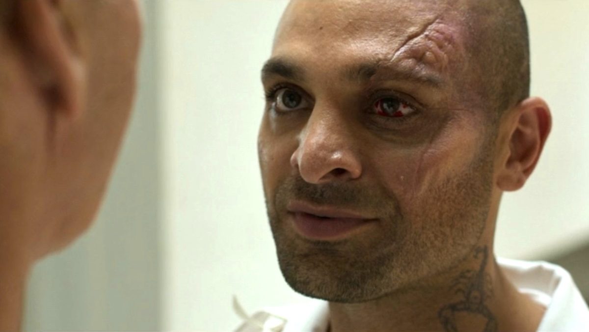 Michael Mando as Scorpion with a big scar on his eye in Spider-Man: Homecoming