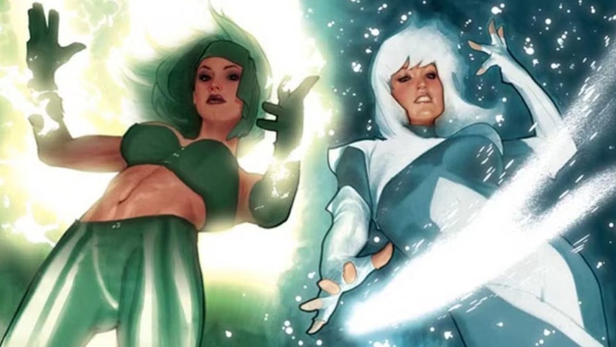 The Brazilian heroine Fire and the Norwegian hero Ice from Justice League International.